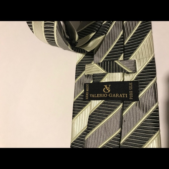 Valerio Designer Tie Lime green,silver gray/black. - Picture 5 of 5